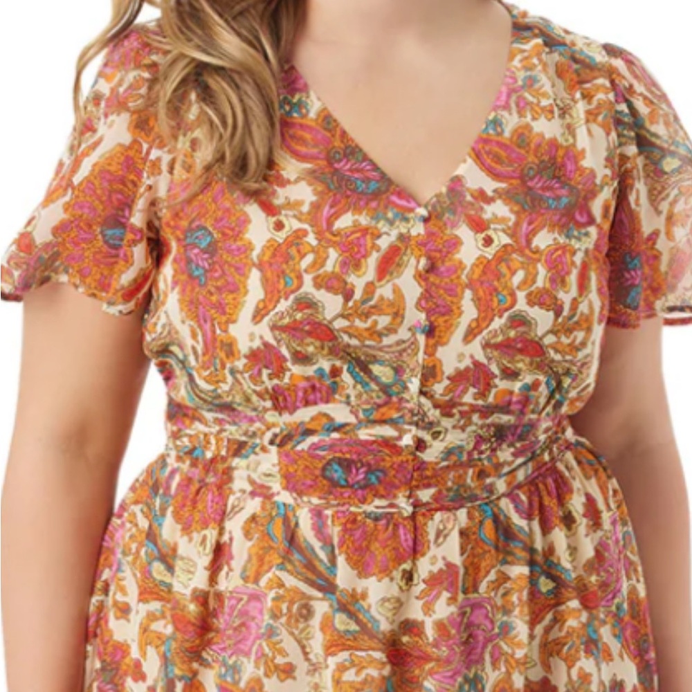 Jessica Simpson Apricot Vilma Button Front Dress Size 2X - Picture 4 of 12